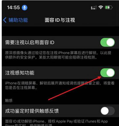 沿河苹果14维修网点分享iPhone14注视感知功能有什么用 